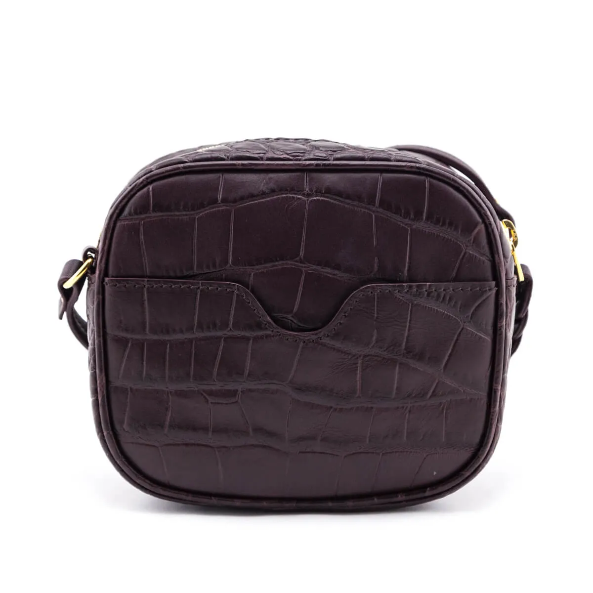 Alexander McQueen Bordeaux Calfskin Crocodile-Embossed Mini Camera Bag