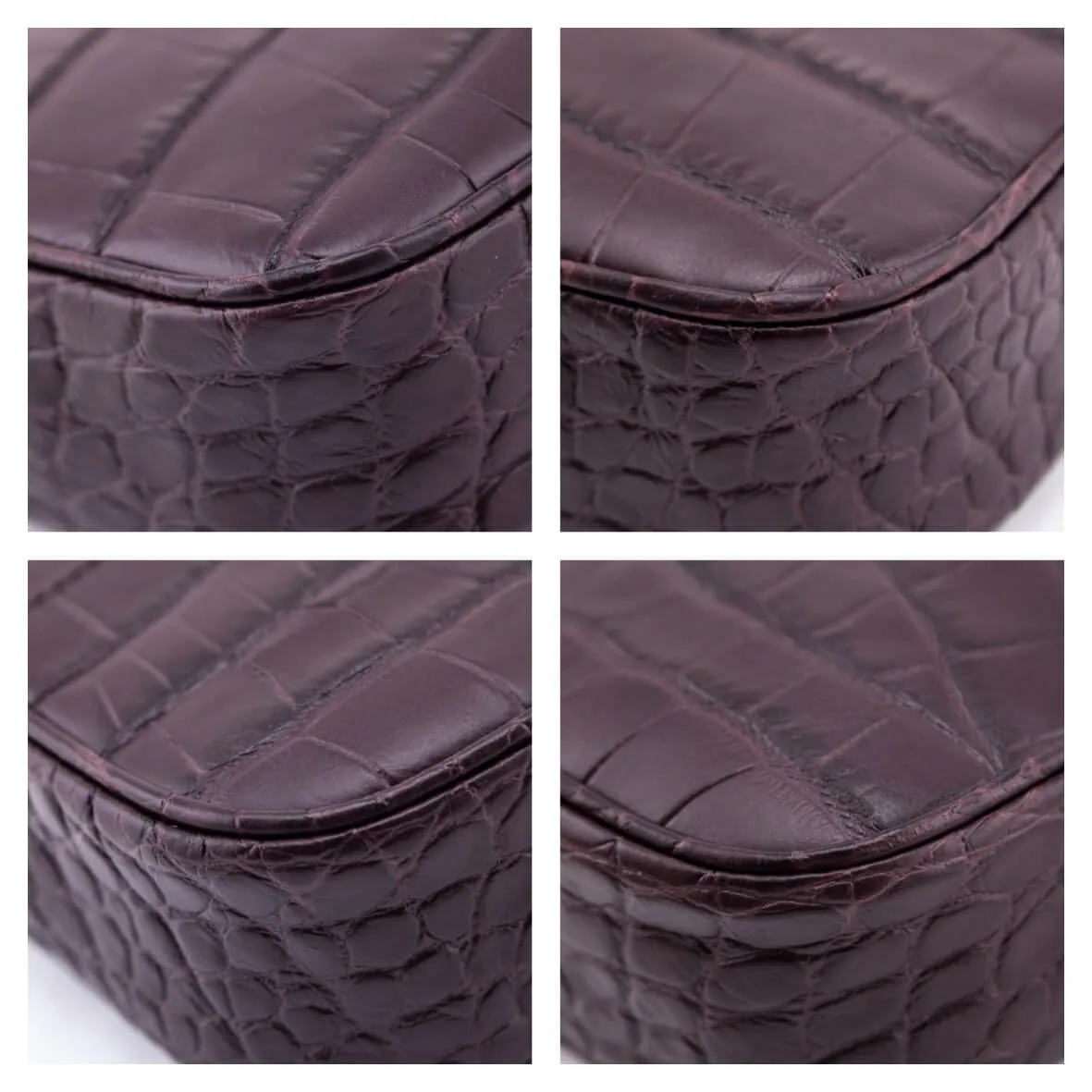 Alexander McQueen Bordeaux Calfskin Crocodile-Embossed Mini Camera Bag