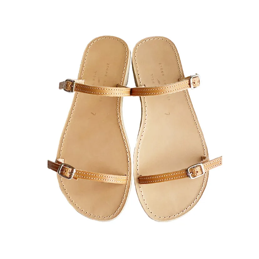 AVIV SANDALS TANNED WITH BEIGE STITCHES