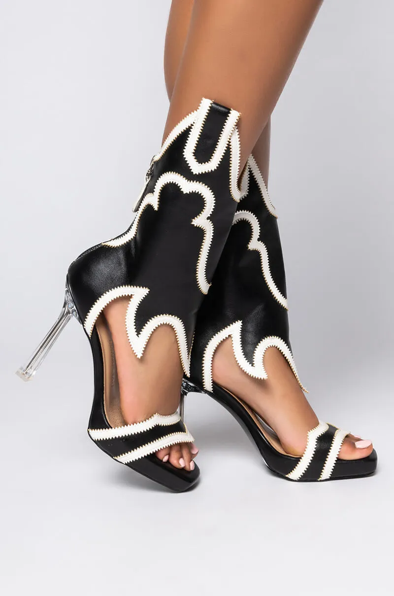 AZALEA WANG HOW'D YOU GET SO FLY STILETTO SANDAL IN BLACK WHITE