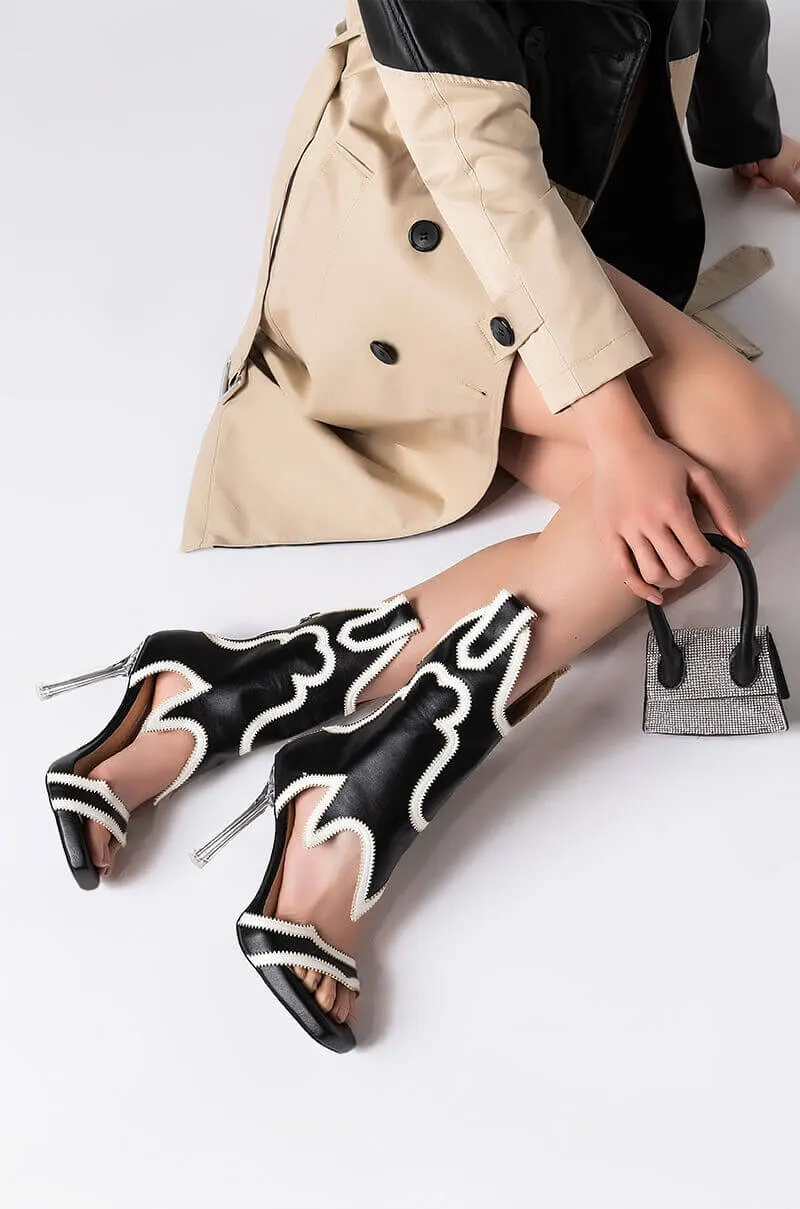 AZALEA WANG HOW'D YOU GET SO FLY STILETTO SANDAL IN BLACK WHITE