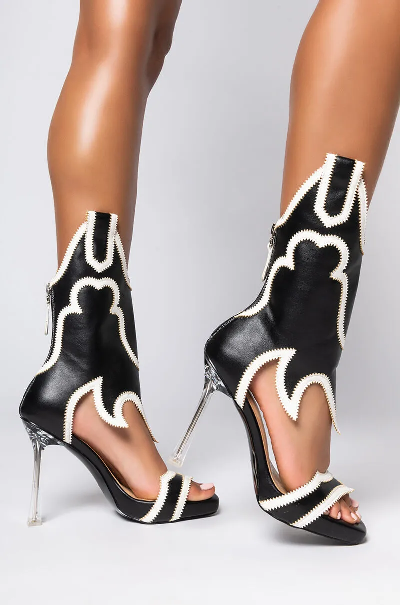 AZALEA WANG HOW'D YOU GET SO FLY STILETTO SANDAL IN BLACK WHITE