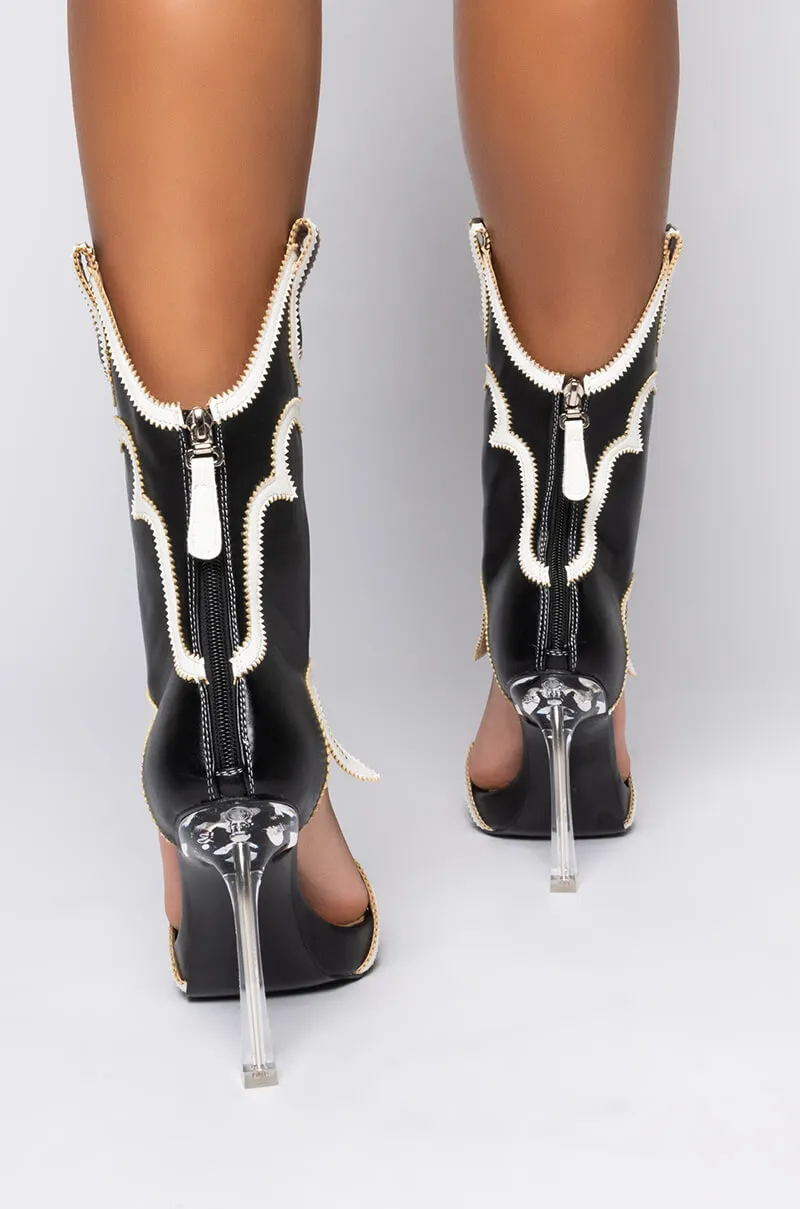 AZALEA WANG HOW'D YOU GET SO FLY STILETTO SANDAL IN BLACK WHITE