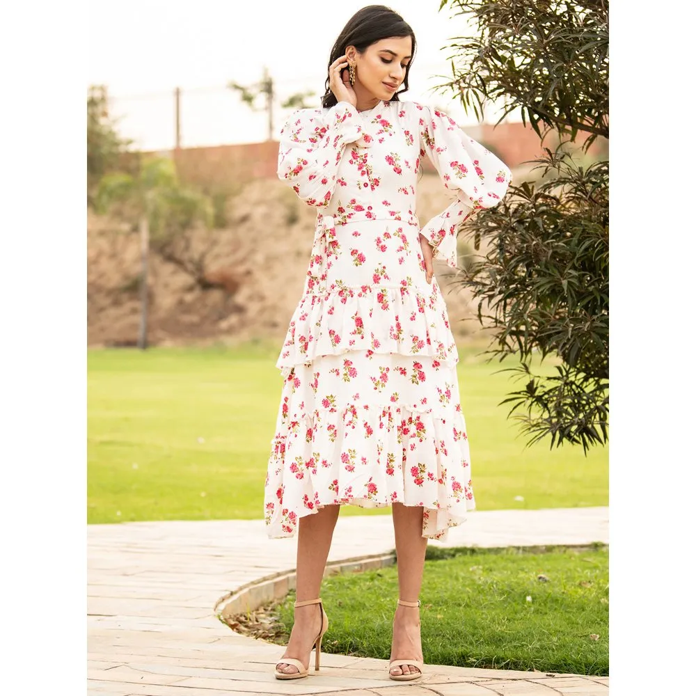 B'Infinite Orchid Asymmetric Layered Dress