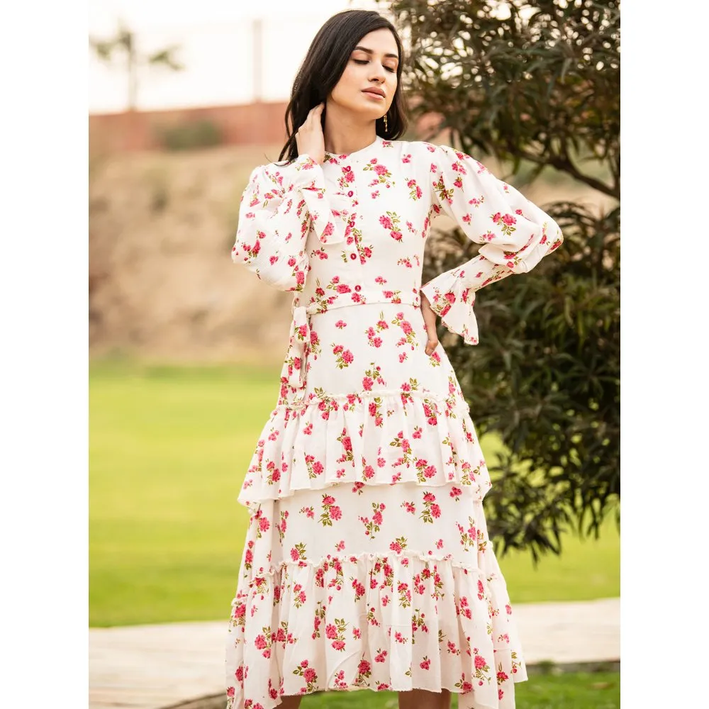 B'Infinite Orchid Asymmetric Layered Dress