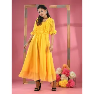 CHARUKRITI Yellow Georgette Dress
