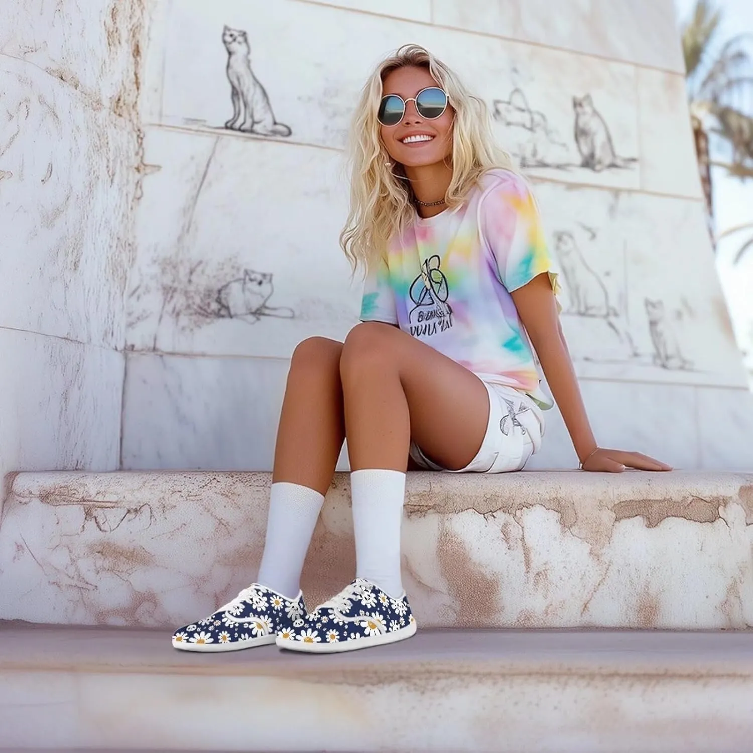 Coloranimal Womens Sneakers Barefoot Shoes Women Casual Walking Shoes Lace Up Shoes Wide Toe Box Shoes Fashion Sneakers Lightweight Footwear