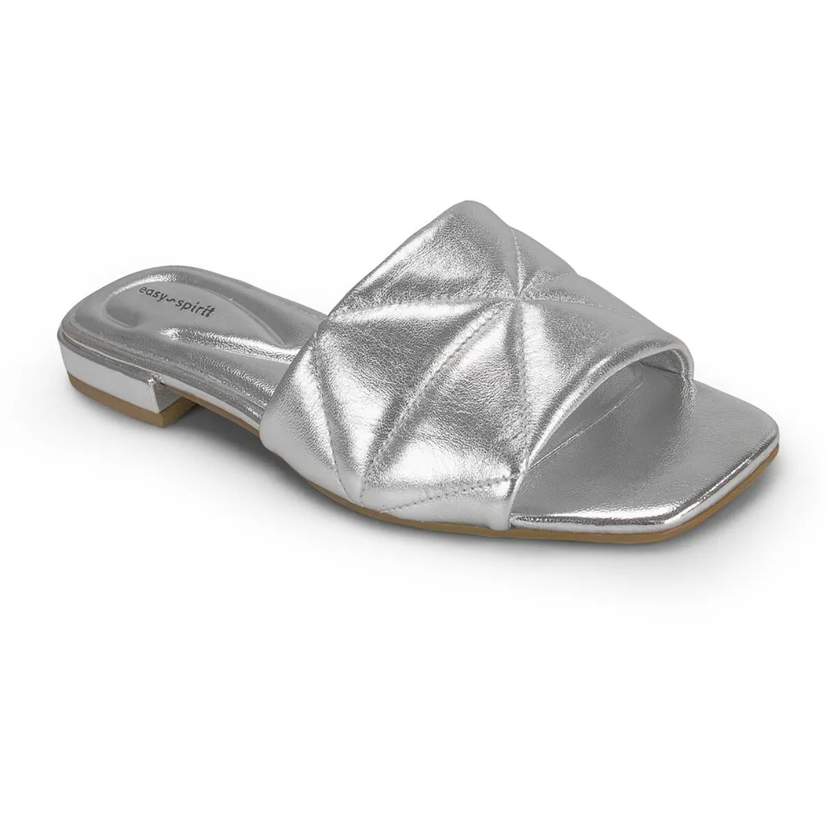 Easy Spirit Womens QUINCIE Leather Open Toe Slide Sandals