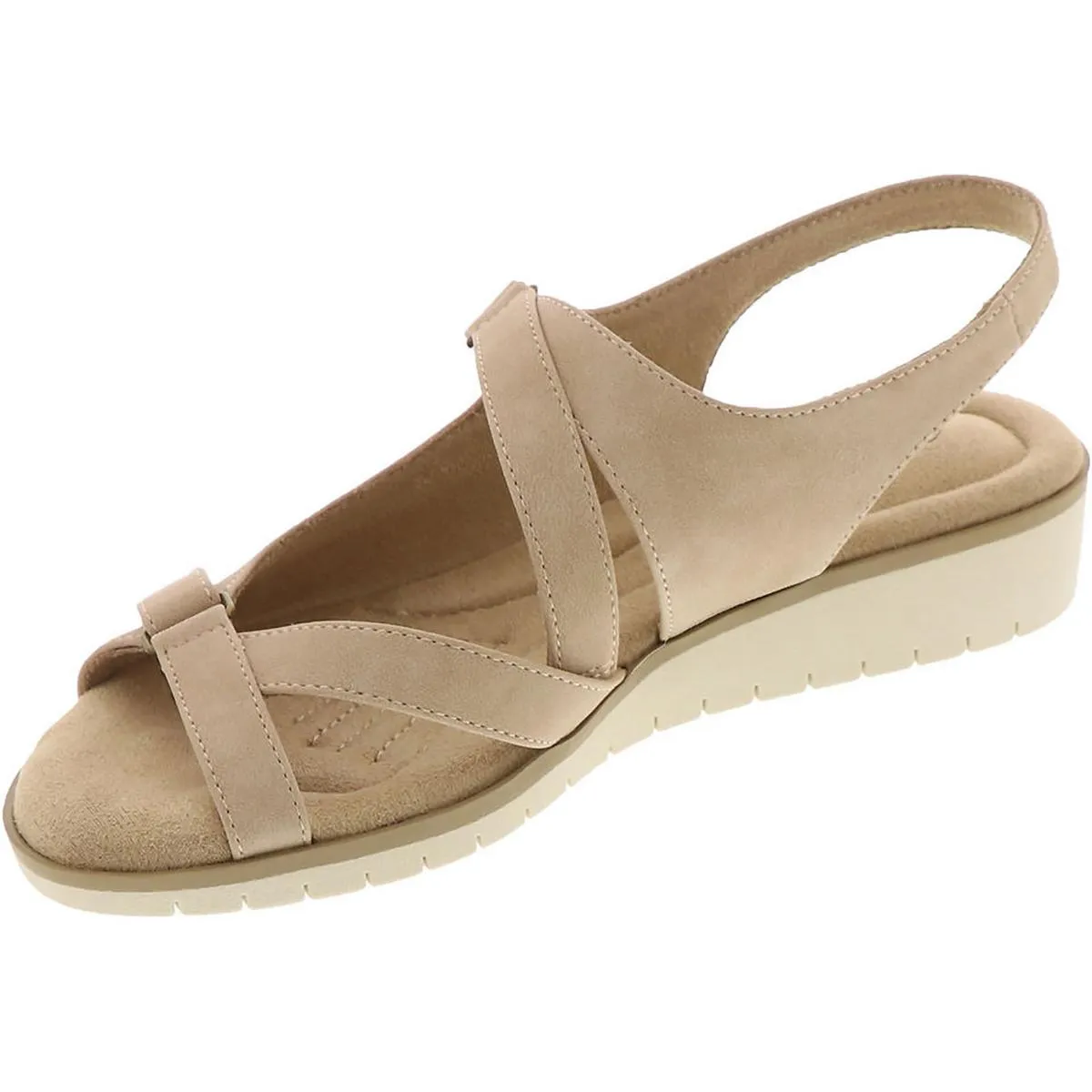 Easy Street Womens Faux Suede Adjustable Wedge Sandals