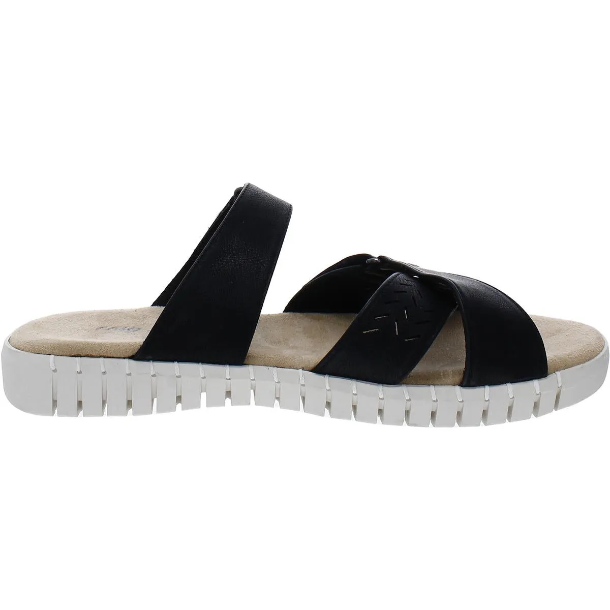 Easy Street Womens Patricia Faux Leather Slip-On Slide Sandals
