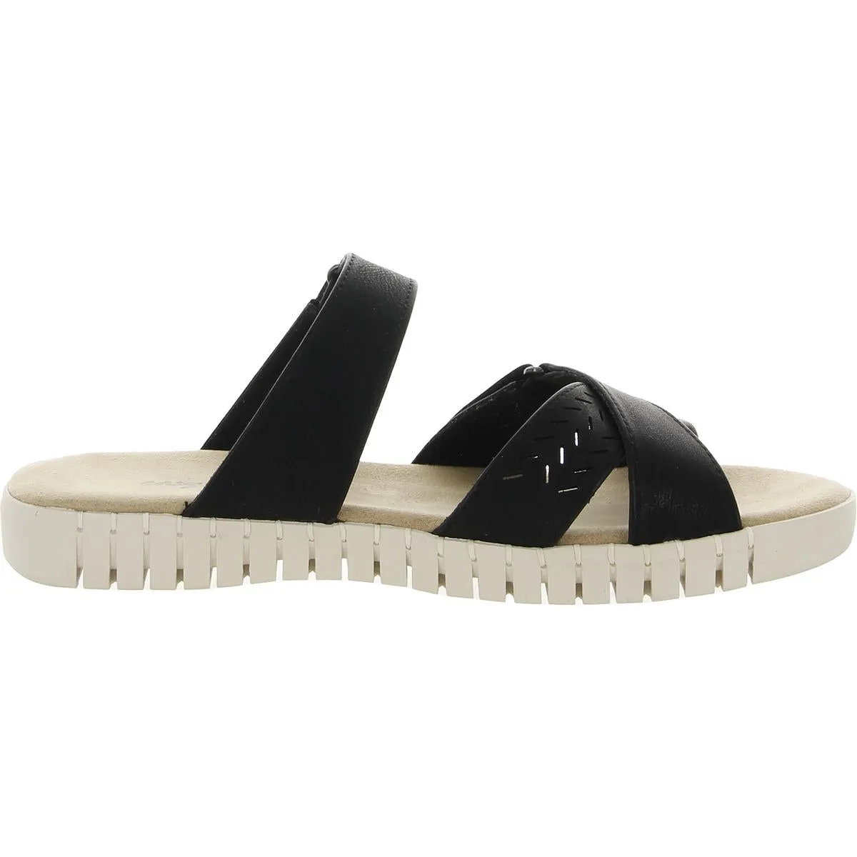Easy Street Womens Patricia Faux Leather Slip-On Slide Sandals