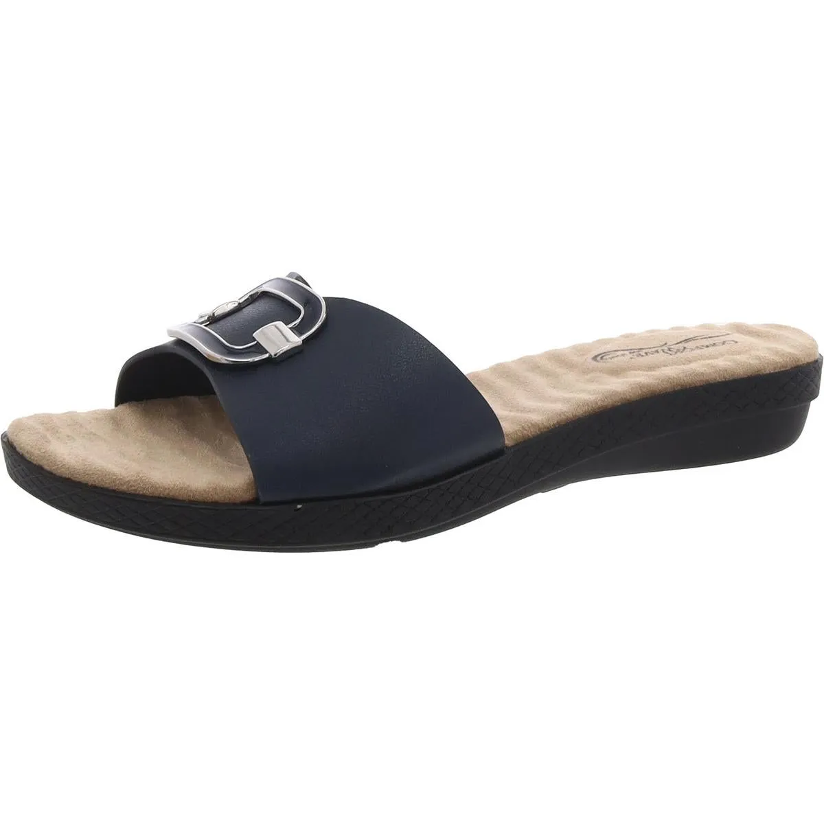 Easy Street Womens SUNSHINE Faux Leather Slide Sandals