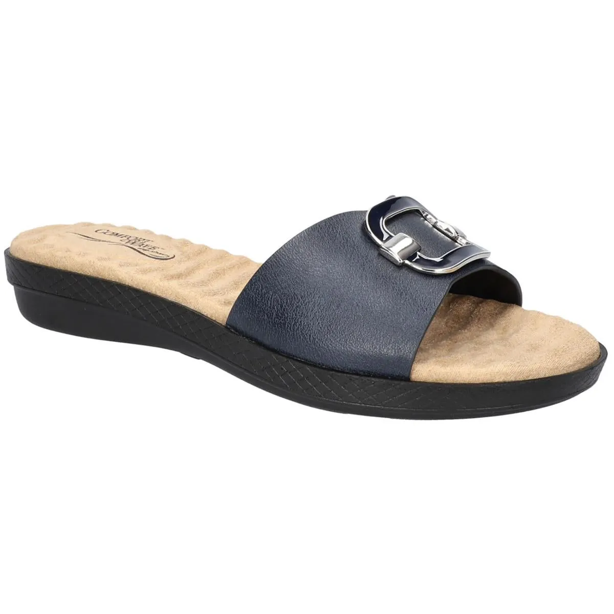 Easy Street Womens SUNSHINE Faux Leather Slide Sandals