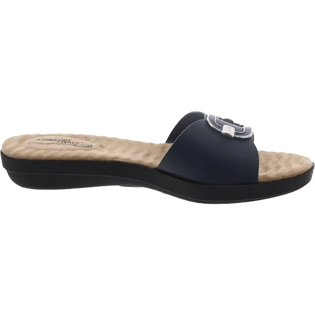 Easy Street Womens SUNSHINE Faux Leather Slide Sandals