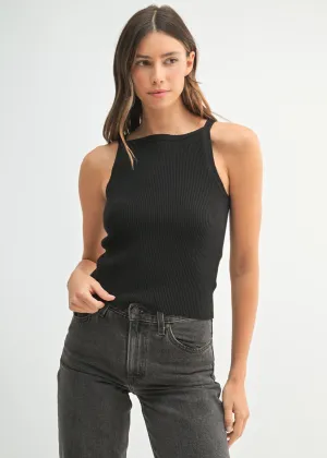EMMA RIBBED KNIT HIGH NECK TOP
