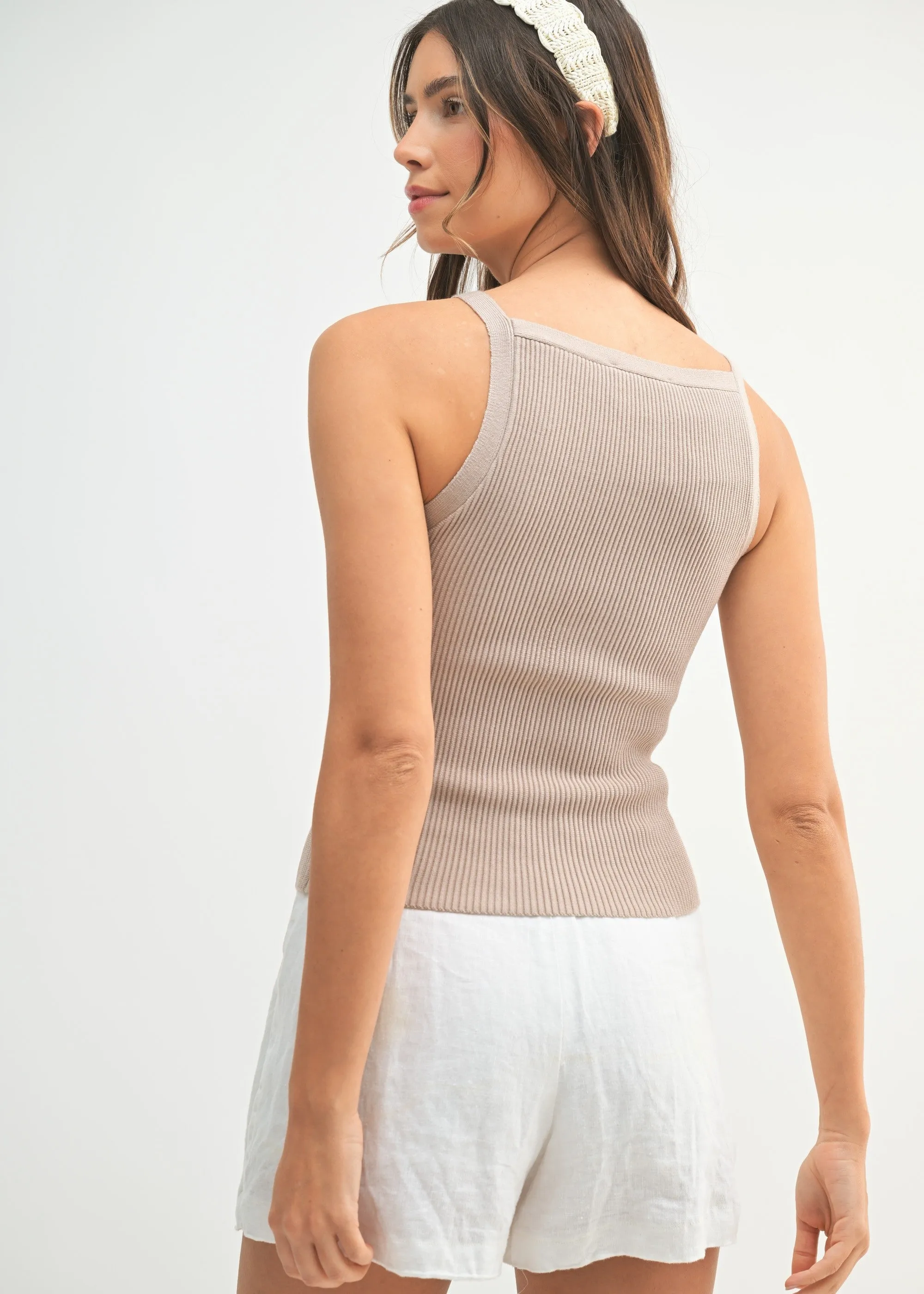 EMMA RIBBED KNIT HIGH NECK TOP