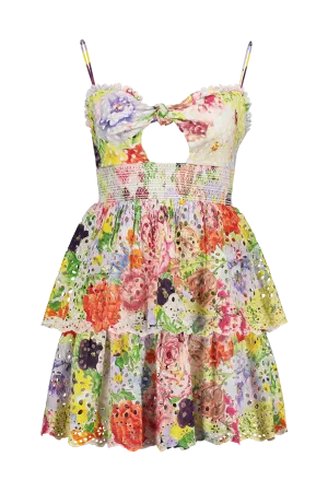 Fina Tie Front Ruffle Mini Dress