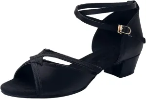 Girl's Ballroom Latin Tango Dance Shoes Low Heel Salsa Tango Dancing Shoes Silk Latin Dance Shoes Boy for Practice