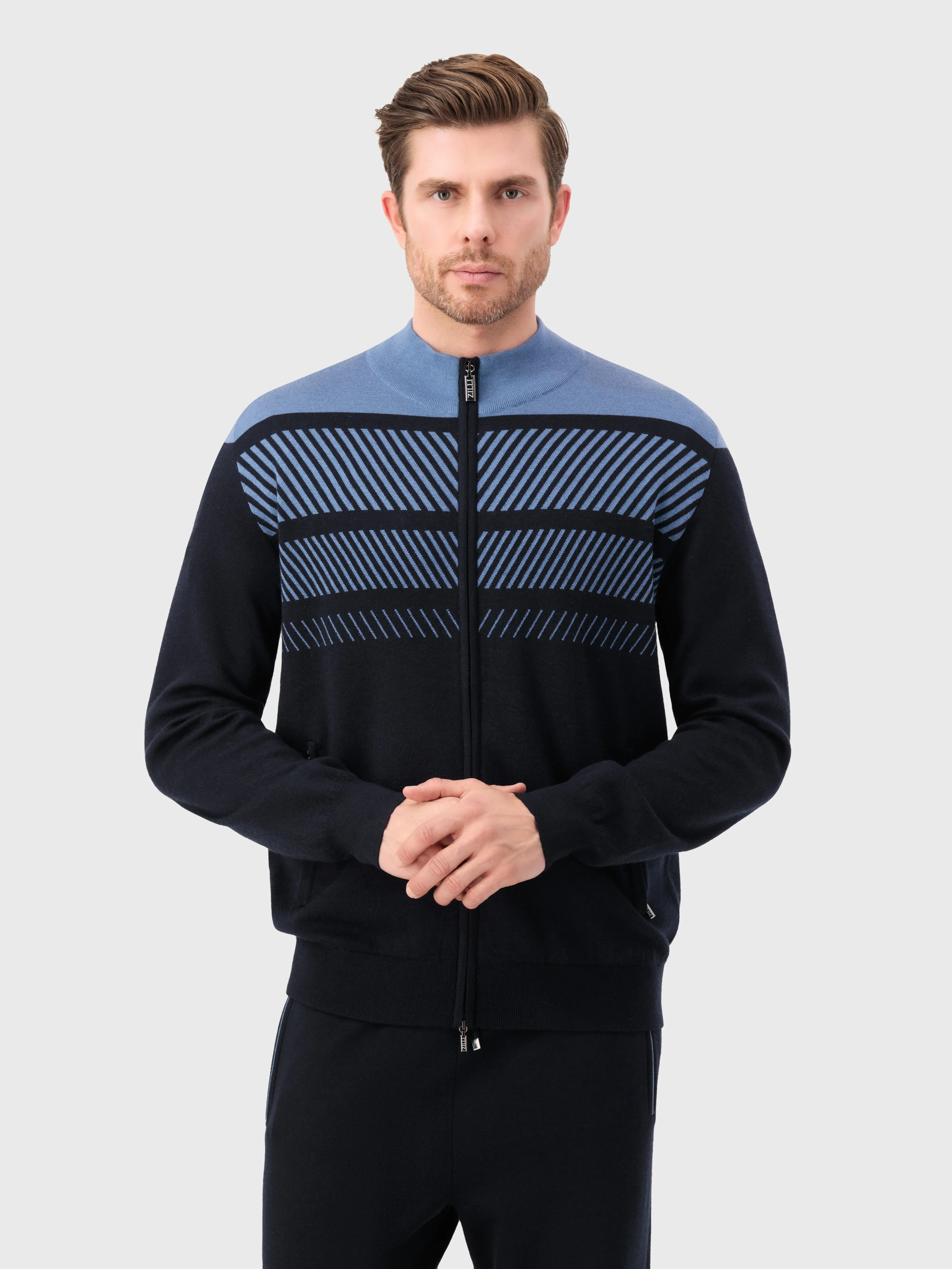 Jogging Suit in Cashmere and Silk Dark Navy