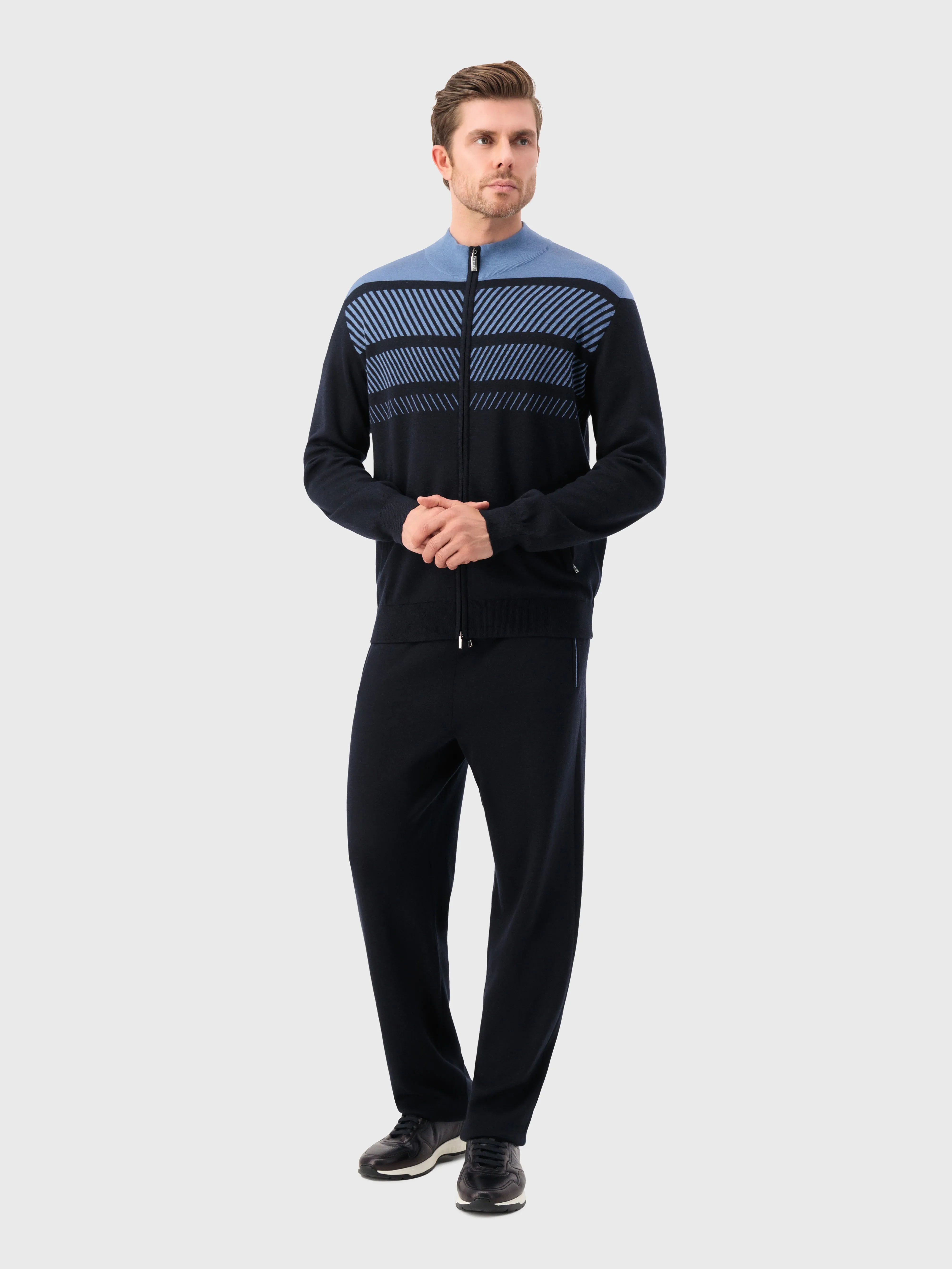 Jogging Suit in Cashmere and Silk Dark Navy