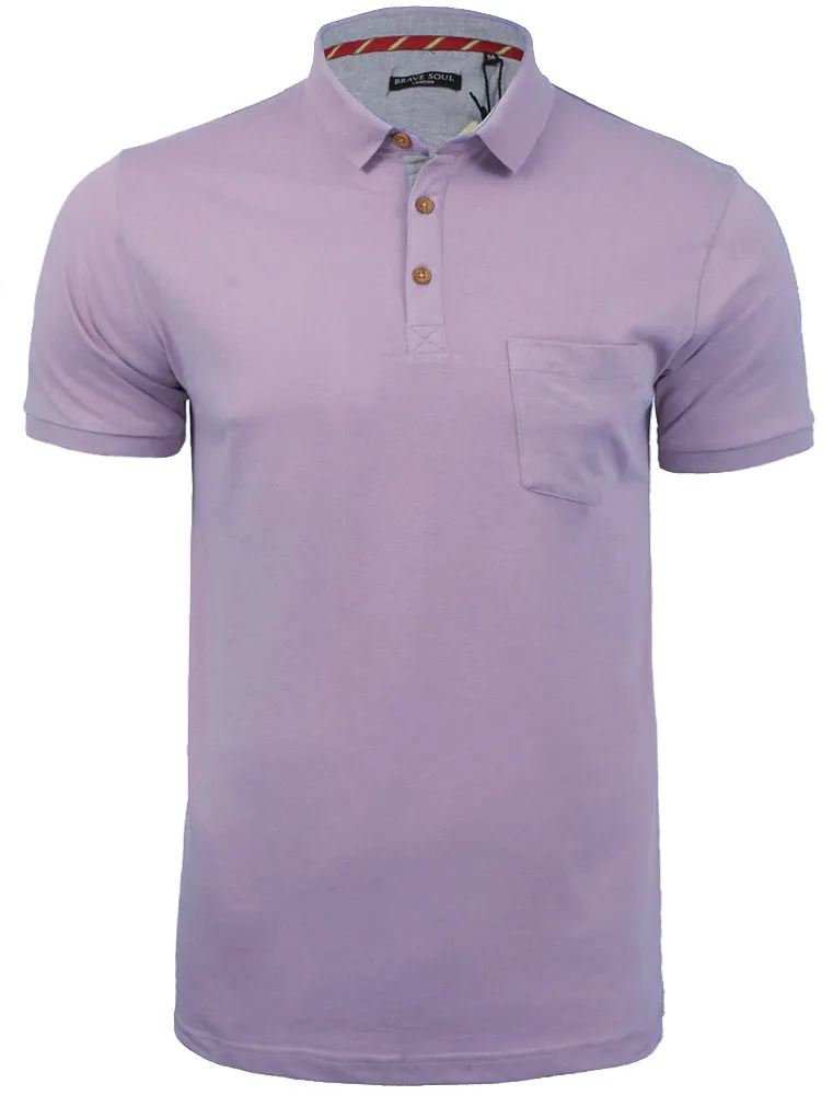 JuliusG Jersey Polo Shirt With Chest Pocket in Purple