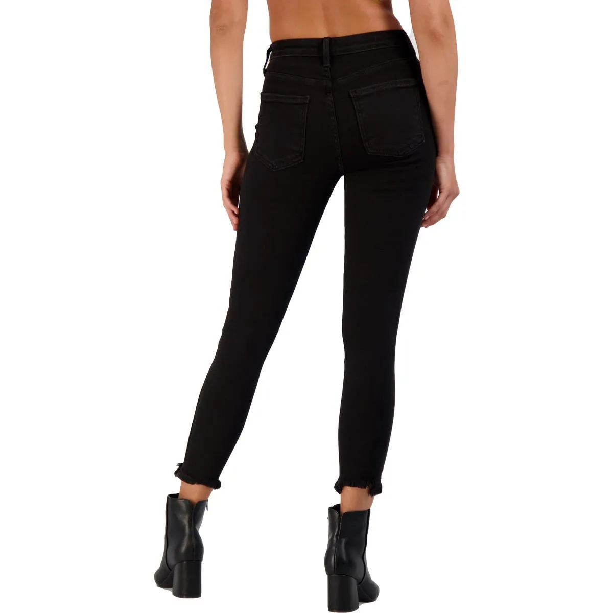 Just Black Women's Black Wash Cropped Raw Hem High Rise Skinny Jeans