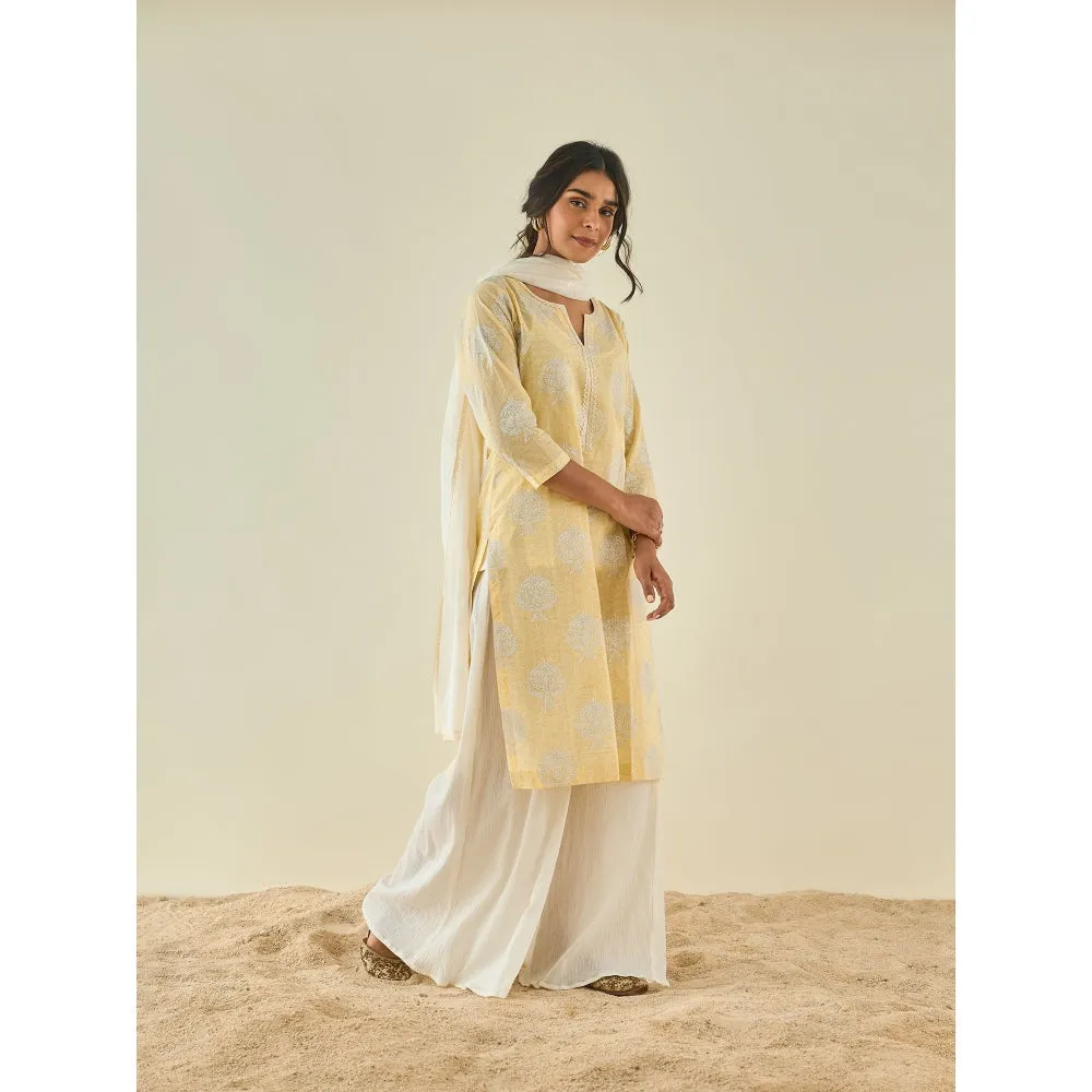 Lahario Amber Kurta Sharara Set Yellow (Set Of 3)