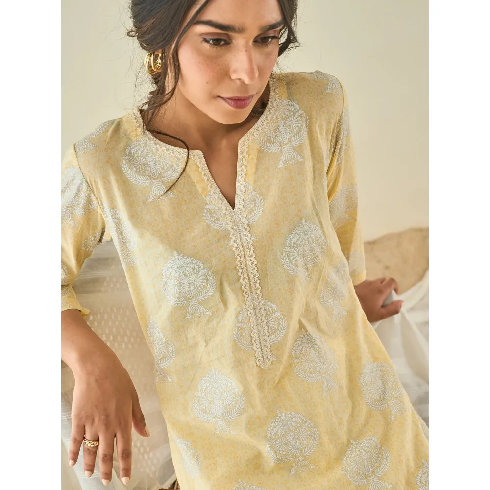 Lahario Amber Kurta Sharara Set Yellow (Set Of 3)