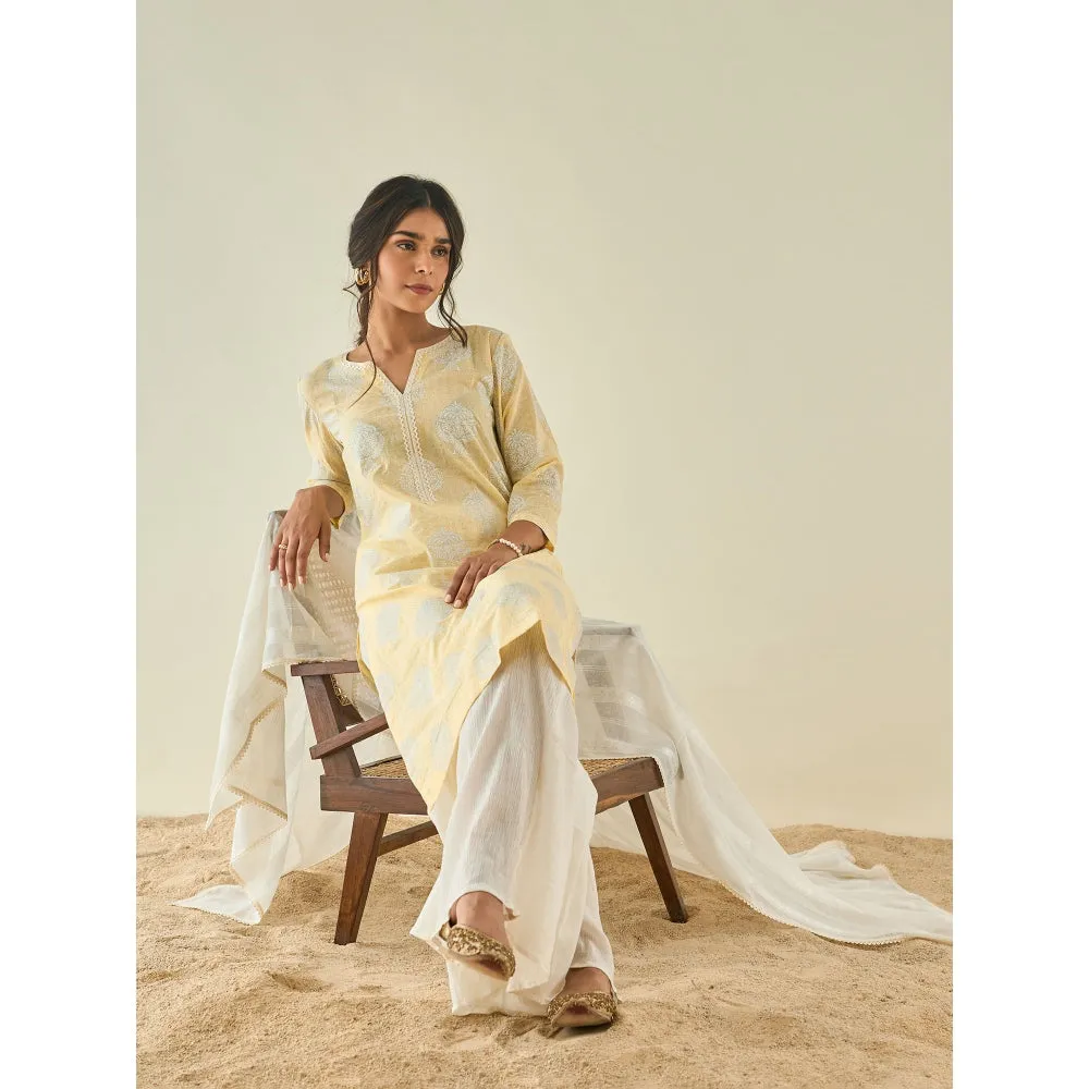 Lahario Amber Kurta Sharara Set Yellow (Set Of 3)