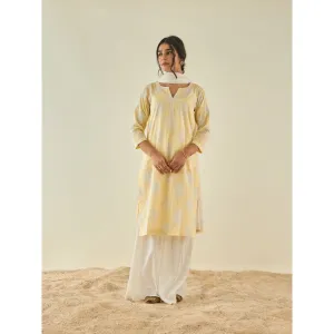 Lahario Amber Kurta Sharara Set Yellow (Set Of 3)