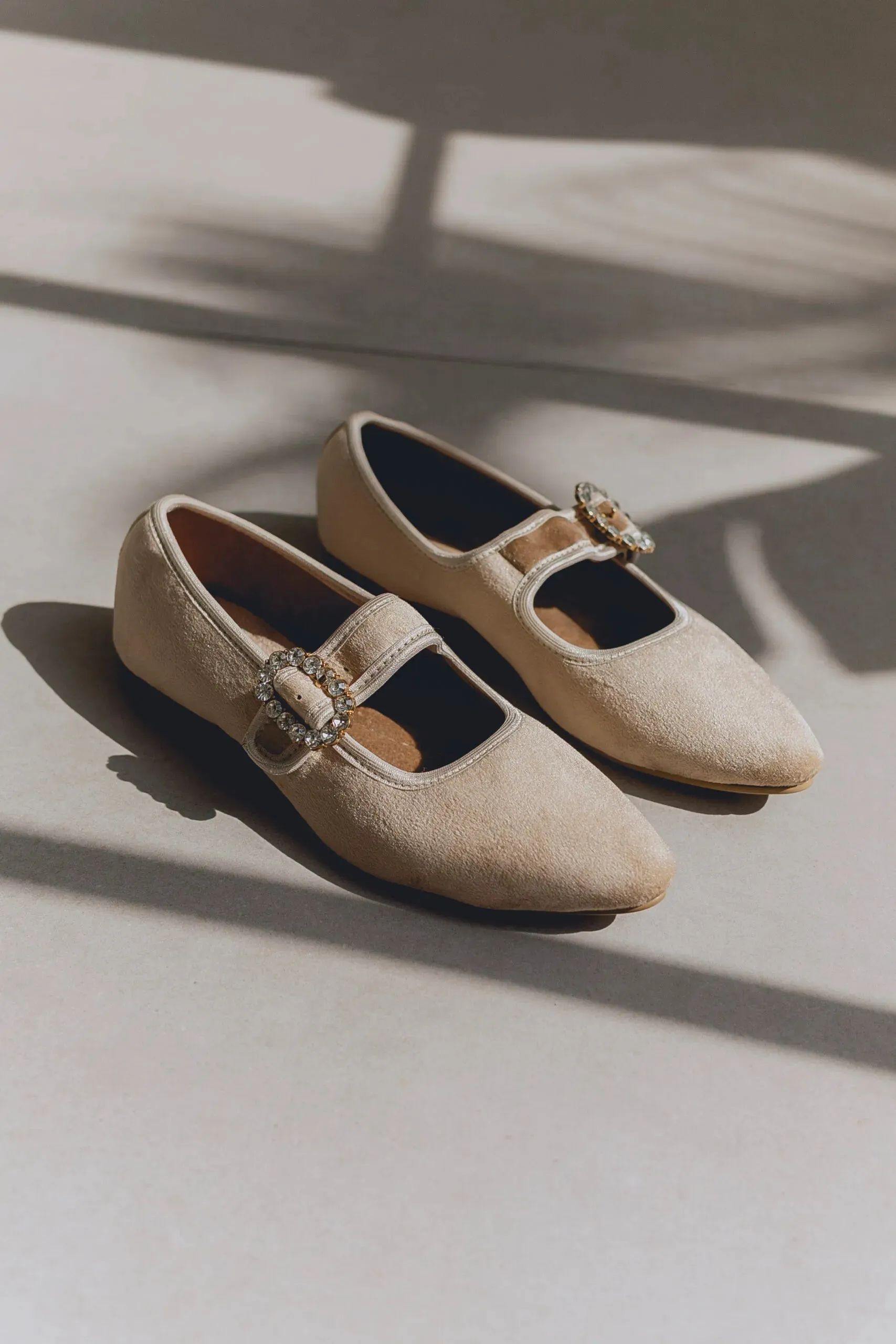 Mary Jane Velvet Champagne Ballet Flats