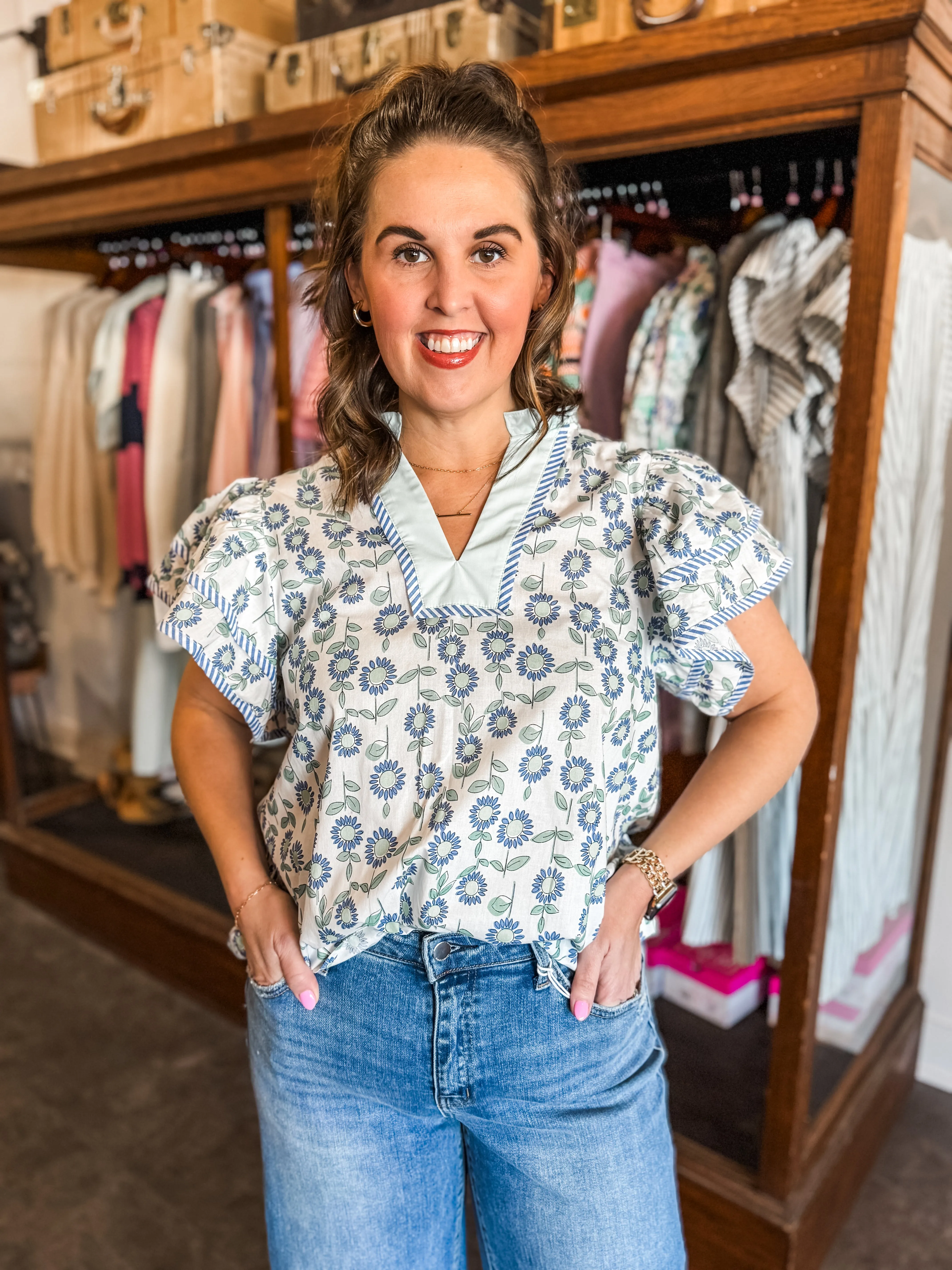 Minty Flowers Shirt