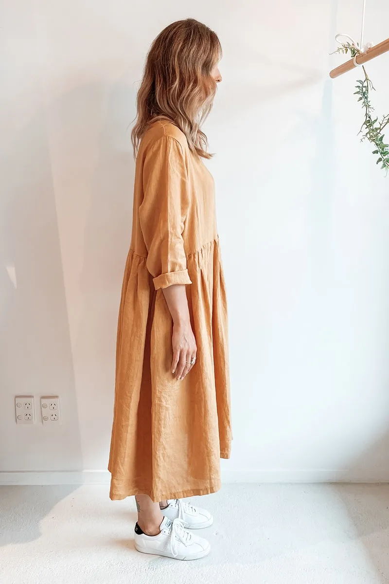 Montaigne Paris - Baggy Linen Dress - Mustard
