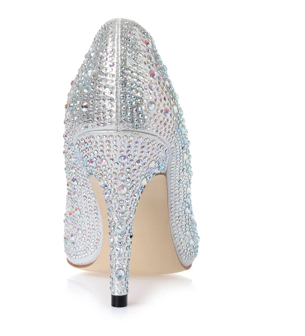 New Rhinestone Cinderella Pointed Toe Crystal High Heels Shoes
