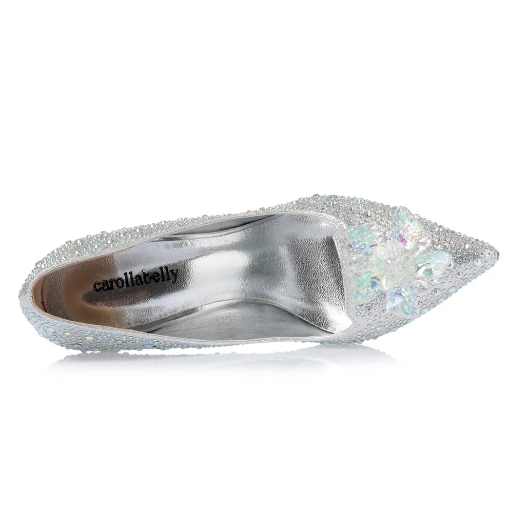 New Rhinestone Cinderella Pointed Toe Crystal High Heels Shoes