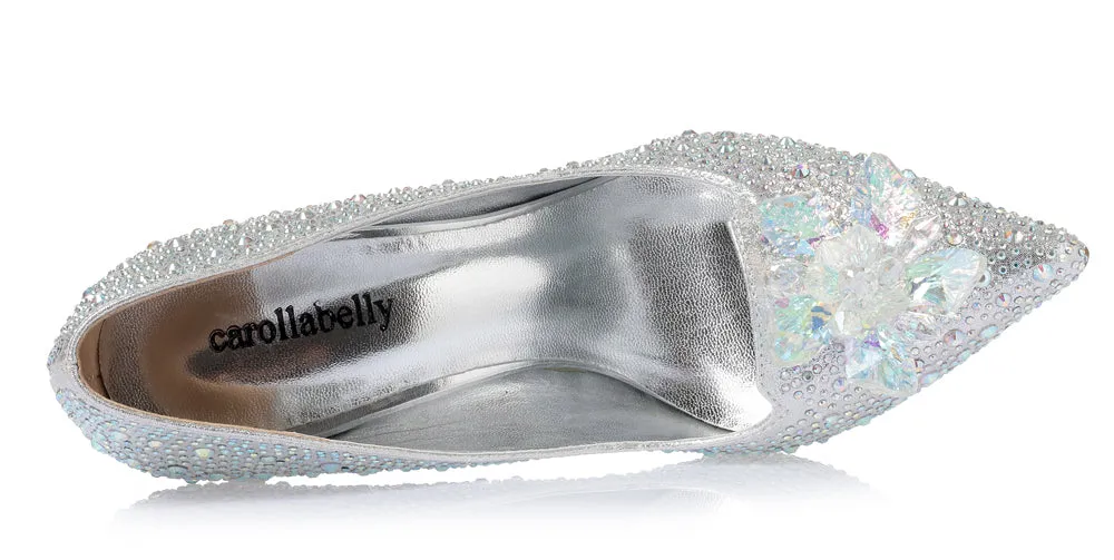 New Rhinestone Cinderella Pointed Toe Crystal High Heels Shoes
