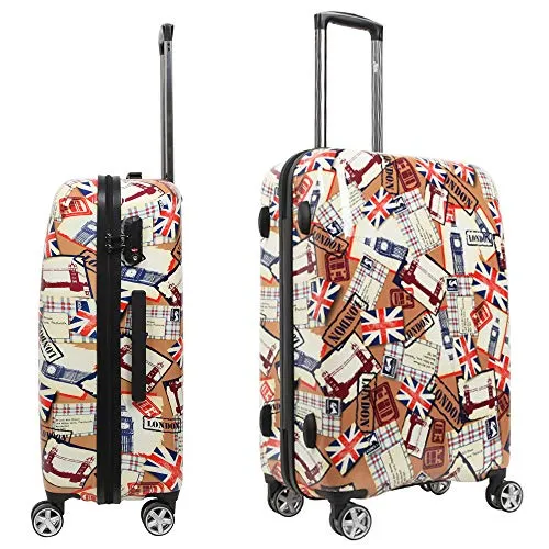NEWCOM Luggage 20 Inch Hard Shell Spinner Wheels Printed National Flag Graffiti ABS  PC Build-In TSA Lock Lightweight Traveling Carry On for Hip Pop Punk Youth