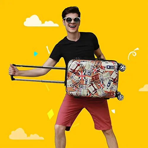 NEWCOM Luggage 20 Inch Hard Shell Spinner Wheels Printed National Flag Graffiti ABS  PC Build-In TSA Lock Lightweight Traveling Carry On for Hip Pop Punk Youth