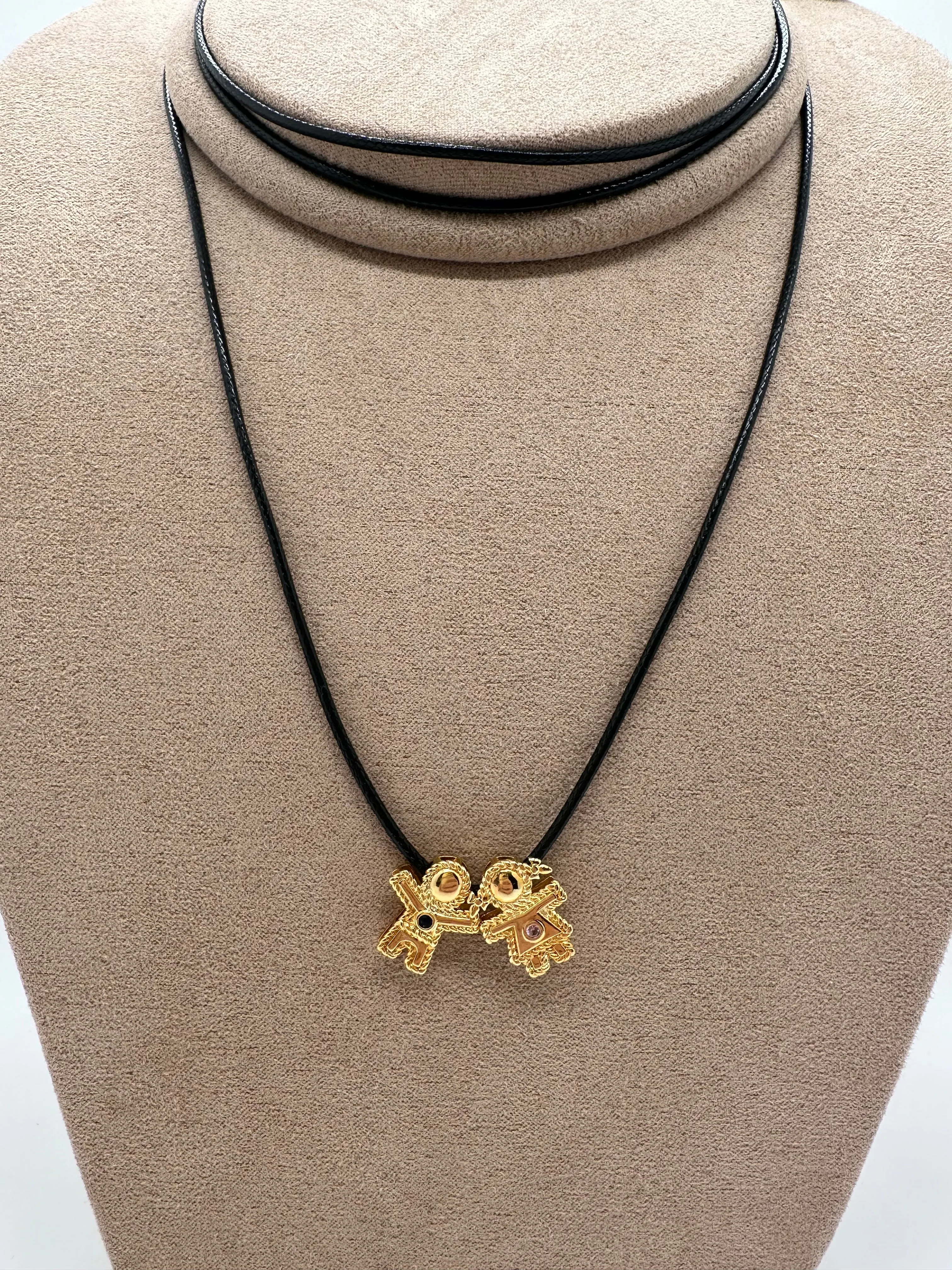 Nuria - Black Leather Lacing Necklace