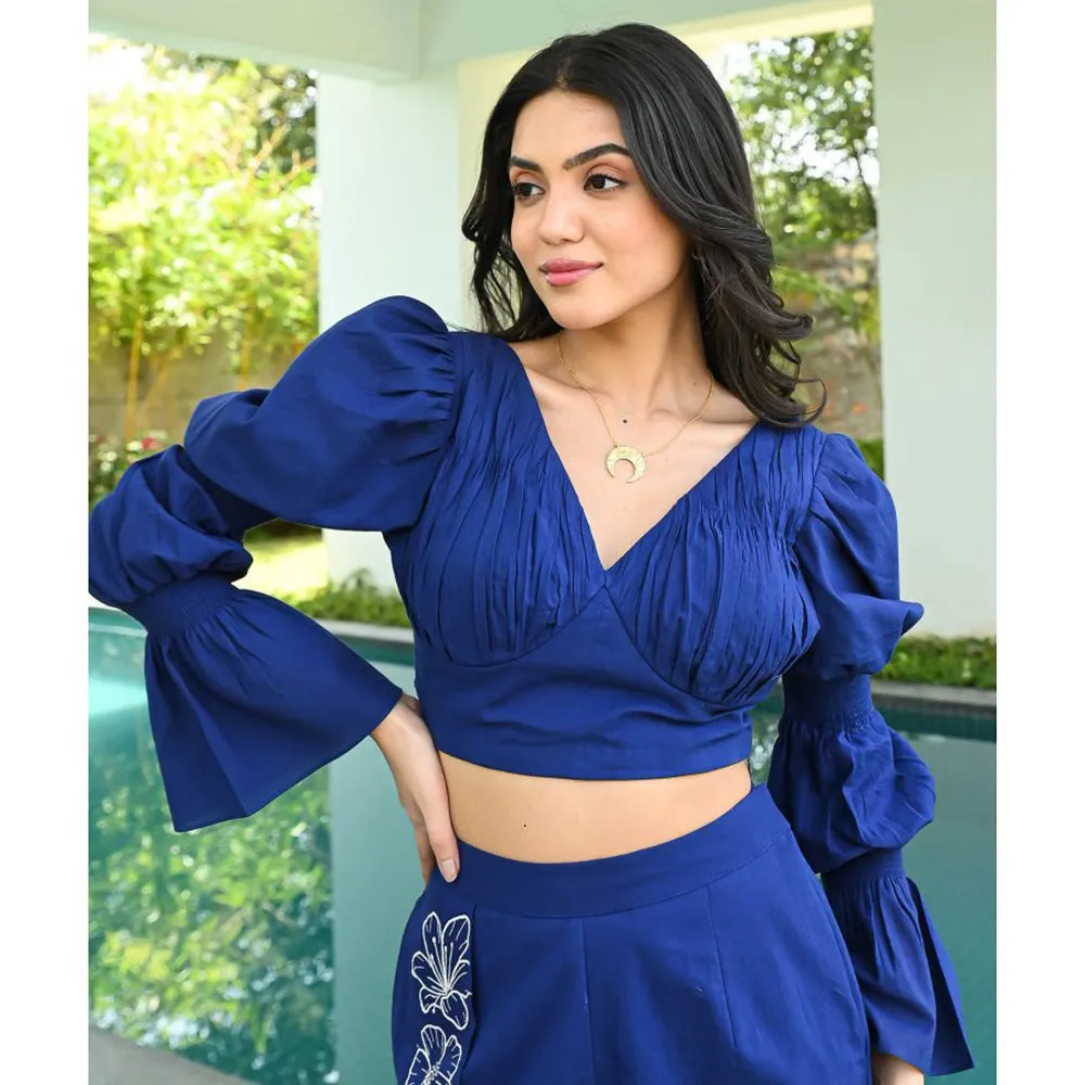 ORDINAREE Treasure Blue Embroidered Co-Ord (Set of 2)