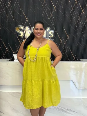 Plus lime green short dress by: Italy