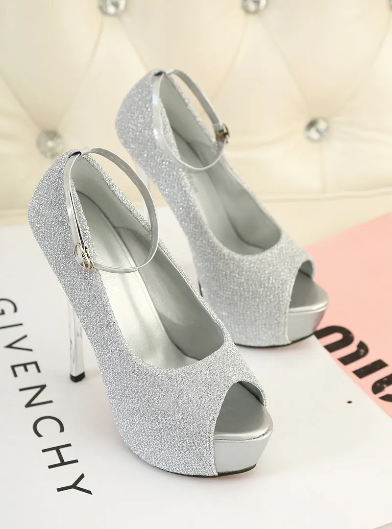 Shipping Stiletto Heel Peep-toe Ankel Strap Platform High Heel Sandals