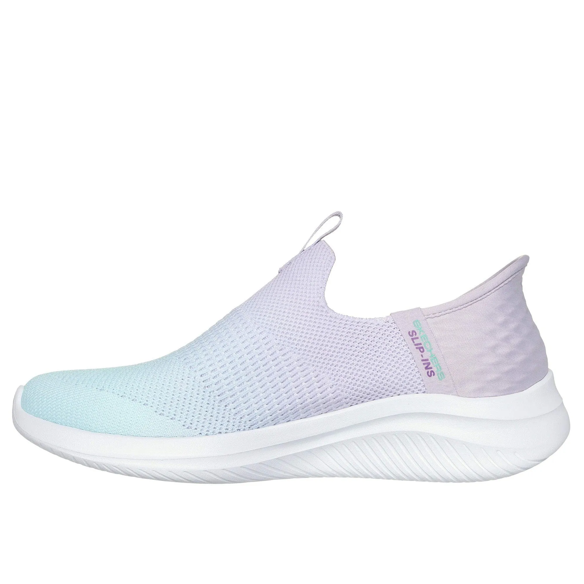 Skechers 150183 Ultra Flex 3.0 - Beauty Blend Slip Ins Ladies Lavender Turquoise Textile Vegan Slip On Trainers
