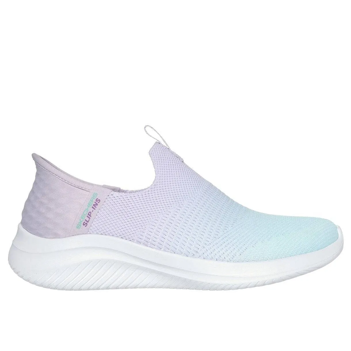 Skechers 150183 Ultra Flex 3.0 - Beauty Blend Slip Ins Ladies Lavender Turquoise Textile Vegan Slip On Trainers