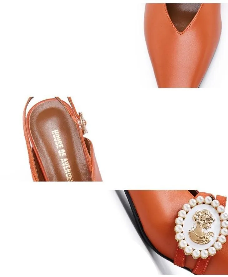 Spring new retro square head female transparent heel high heels - Luna