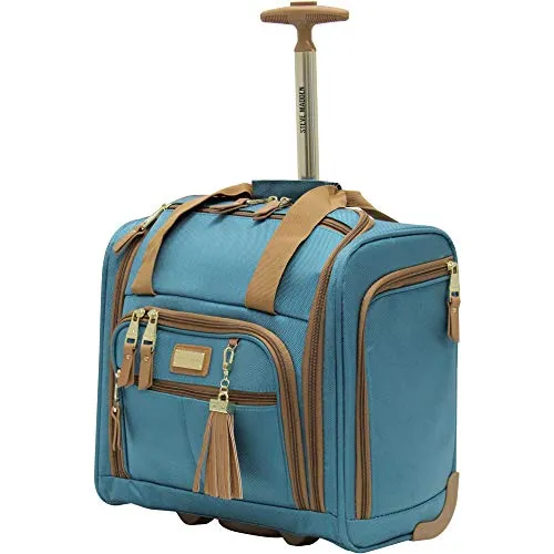 Steve Madden Harlo Teal Blue Underseat Carry-On - Lightweight, Multi-Compartment Design