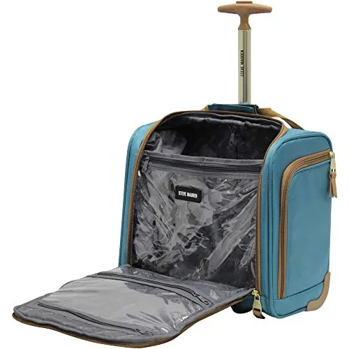 Steve Madden Harlo Teal Blue Underseat Carry-On - Lightweight, Multi-Compartment Design