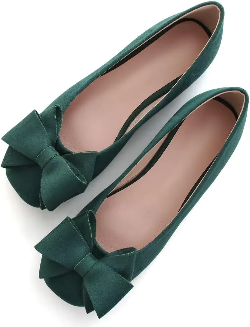 TN TANGNEST Women's Ballet Flats Fashion Bowknot Square Toe Casual Flat Shoes Comfortable Wedding Party Dress Flats