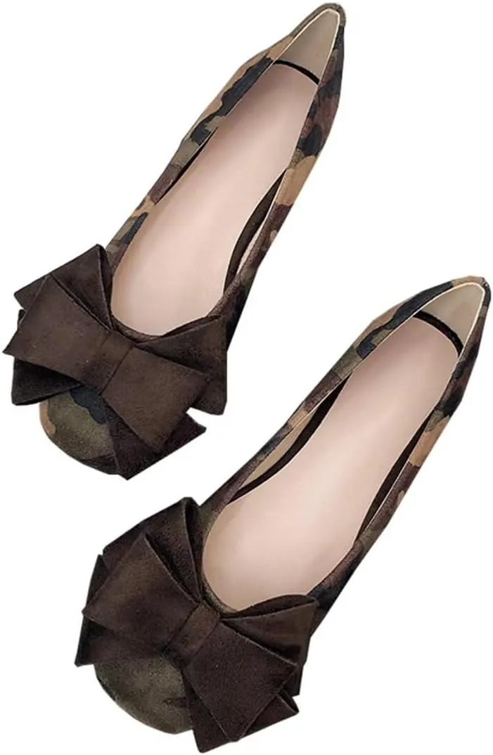 TN TANGNEST Women's Ballet Flats Fashion Bowknot Square Toe Casual Flat Shoes Comfortable Wedding Party Dress Flats