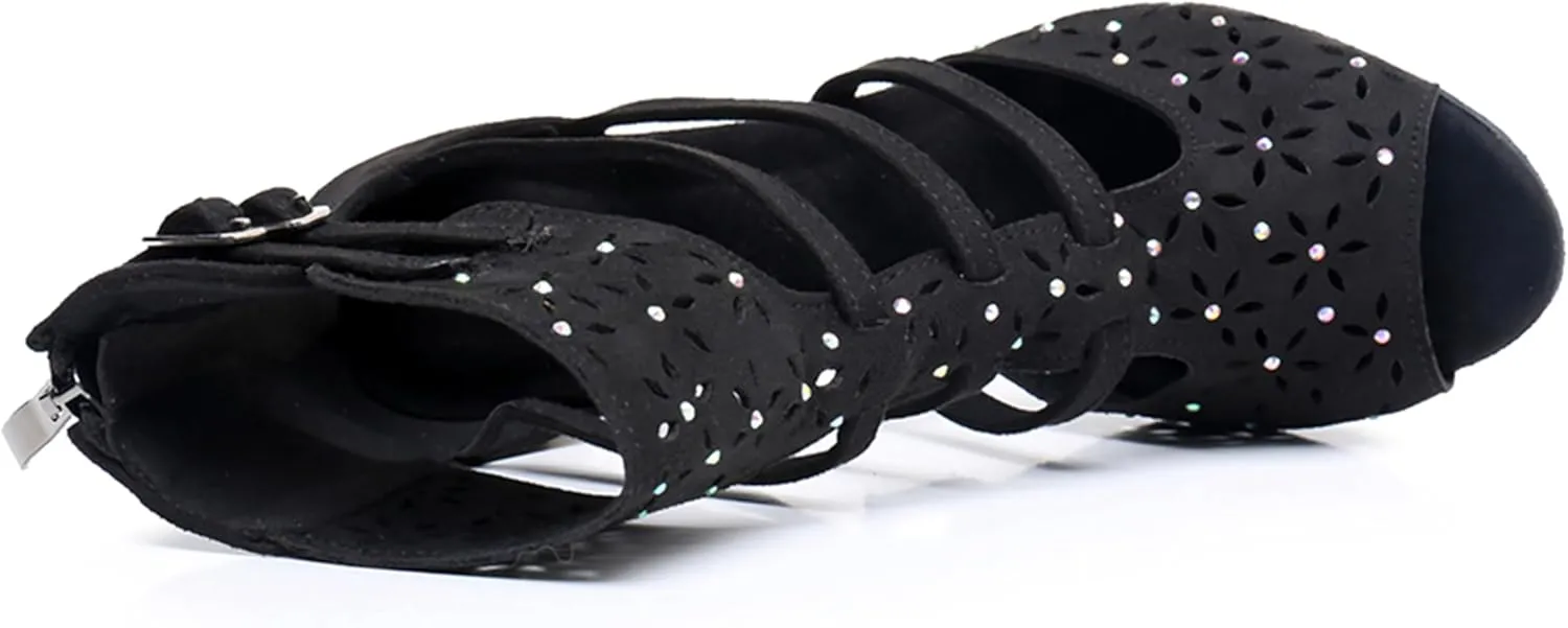 Womens Girls Best Dancing Shoes T-Strap Ballroom Dance Heels Cutout Party Prom Ankle Sandals with Buckle X3233